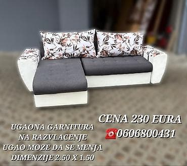 Ugaona garnitura na razvlačenje - Dimenzije: 2.50 x 1.50 m - na lalafo.rs — 2 Ugaona garnitura na razvlačenje - Dimenzije: 2.50 x 1.50 m - — 2