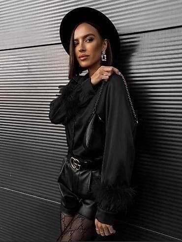 Satenska ženska košulja s perjem na manžetnama - Materijal: glatka na lalafo.rs — 6 Satenska ženska košulja s perjem na manžetnama - Materijal: glatka — 6