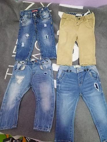 Dečije pantalone – set od 4 komada od 6-12meseci - 3x farmerke u na lalafo.rs — 1 Dečije pantalone – set od 4 komada od 6-12meseci - 3x farmerke u — 1