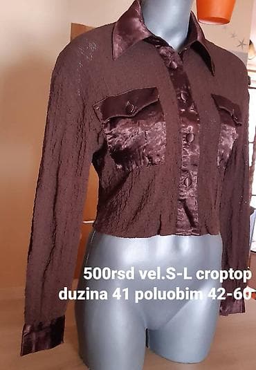 Braon ženski crop top/košulja sa dugim rukavima. - Materijal na lalafo.rs — 1 Braon ženski crop top/košulja sa dugim rukavima. - Materijal — 1