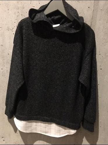 Tamnosiva ZARA dukserica dzemperic sa kapuljačom i imitacijom kosulje na lalafo.rs — 4 Tamnosiva ZARA dukserica dzemperic sa kapuljačom i imitacijom kosulje — 4