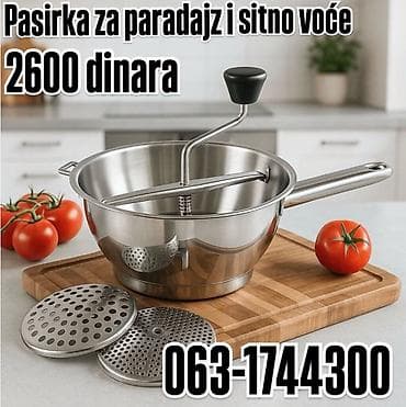 Pasirka za paradajz i sitno voće - Ručna pasirka od nerđajućeg na lalafo.rs Pasirka za paradajz i sitno voće - Ručna pasirka od nerđajućeg