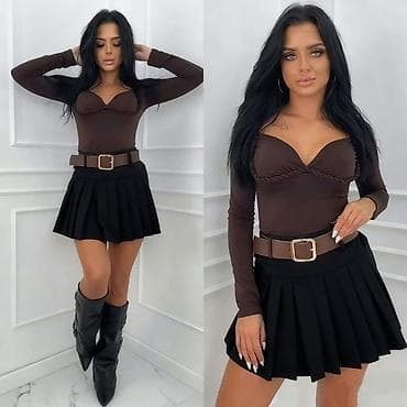 Ženska plisirana mini suknja sa kaišem - Model: mini suknja A-kroja na lalafo.rs — 4 Ženska plisirana mini suknja sa kaišem - Model: mini suknja A-kroja — 4