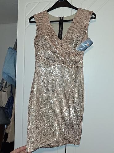 Elegantna mini haljina sa šljokicama - Boja: šampanj/rose gold - na lalafo.rs — 4 Elegantna mini haljina sa šljokicama - Boja: šampanj/rose gold - — 4