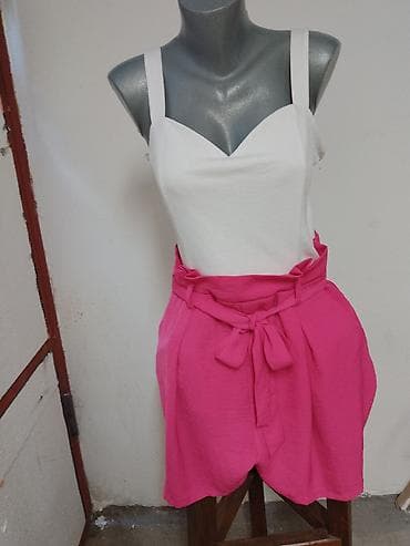 AMISU ženski letnji komplet – bela top majica na bretele + visoki pink na lalafo.rs AMISU ženski letnji komplet – bela top majica na bretele + visoki pink