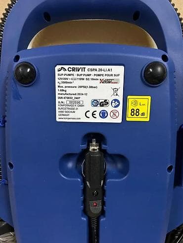 Kompresori za vazduh: CRIVIT CSPA 20-Li A1 – električna SUP pumpa - Napajanje: 12 V (auto na lalafo.rs — 4 Kompresori za vazduh: CRIVIT CSPA 20-Li A1 – električna SUP pumpa - Napajanje: 12 V (auto — 4