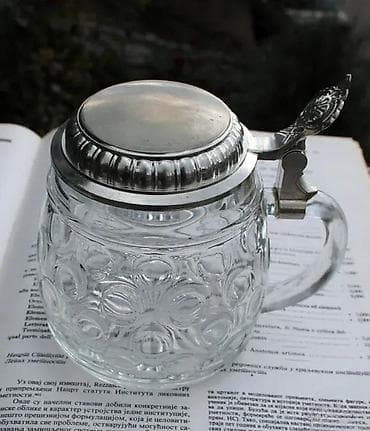 Antiques: Vntag ORIGINAL BMF BIERSEIDEL Bubble Glass Stein Pevter 1950. Made in at lalafo.rs — 5 Antiques: Vntag ORIGINAL BMF BIERSEIDEL Bubble Glass Stein Pevter 1950. Made in — 5