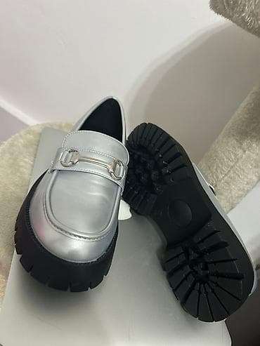 Srebrne ženske mokasine sa platformom - Materijal: glatka sintetička at lalafo.rs — 3 Srebrne ženske mokasine sa platformom - Materijal: glatka sintetička — 3