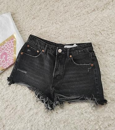 ZARA crno sivkasti teksas šorc Materijal 100% ekološki coton na lalafo.rs — 4 ZARA crno sivkasti teksas šorc Materijal 100% ekološki coton — 4