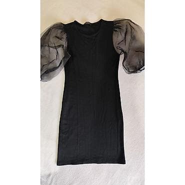 Bershka crna mini haljina sa puf rukavima od prozirnog tila. - Model na lalafo.rs — 5 Bershka crna mini haljina sa puf rukavima od prozirnog tila. - Model — 5