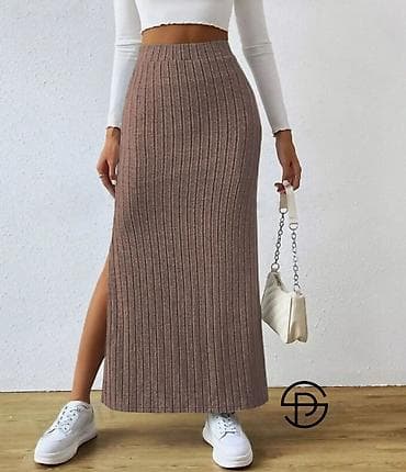 Rebrasta pletena maxi suknja sa prorezom S, M, L, XL, XL2, XL3 - na lalafo.rs — 2 Rebrasta pletena maxi suknja sa prorezom S, M, L, XL, XL2, XL3 - — 2