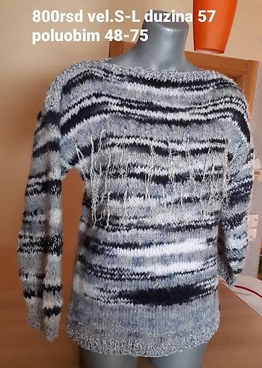 Pleten džemper sa šljokičastim detaljima - Boje: siva, crna i bela u at lalafo.rs — 2 Pleten džemper sa šljokičastim detaljima - Boje: siva, crna i bela u — 2