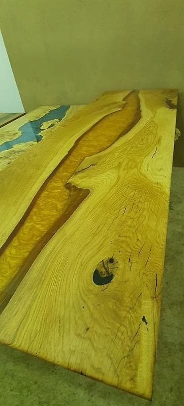 stolovi od drveta: Epoxy sto Hrast/zlatni 90x272 cm Ploča stola napravljena od drveta at lalafo.rs — 2 stolovi od drveta: Epoxy sto Hrast/zlatni 90x272 cm Ploča stola napravljena od drveta — 2