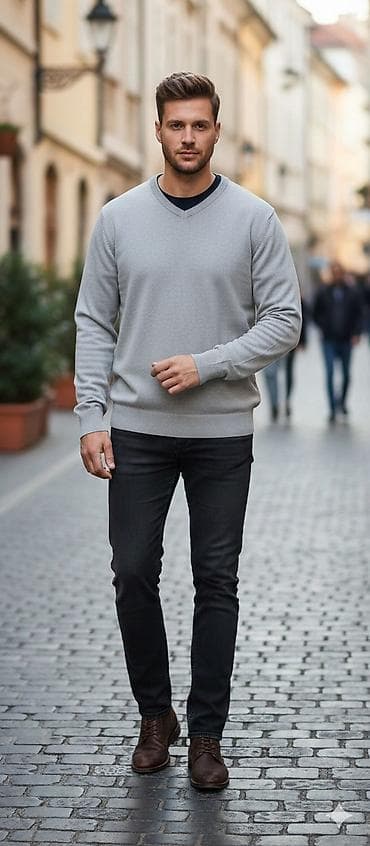 Muški džemper sa V-izrezom - Klasičan V-izrez, idealan za nošenje na lalafo.rs Muški džemper sa V-izrezom - Klasičan V-izrez, idealan za nošenje