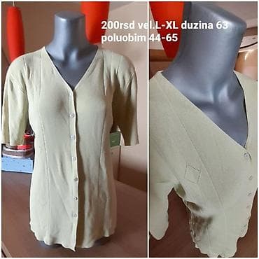 Pleteni kardigan/bluza na dugmad, svetložute boje. - Model: ženska na lalafo.rs — 1 Pleteni kardigan/bluza na dugmad, svetložute boje. - Model: ženska — 1
