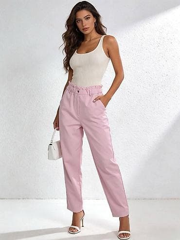 Ženske pantalone sa paperbag strukom - Model: ravne nogavice, visoki at lalafo.rs Ženske pantalone sa paperbag strukom - Model: ravne nogavice, visoki