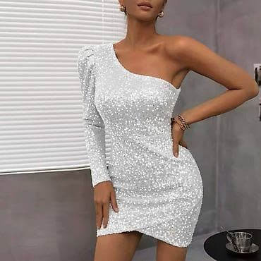 Asimetrična mini haljina sa šljoki cama - Kroj: uska silueta, mini na lalafo.rs — 3 Asimetrična mini haljina sa šljoki cama - Kroj: uska silueta, mini — 3