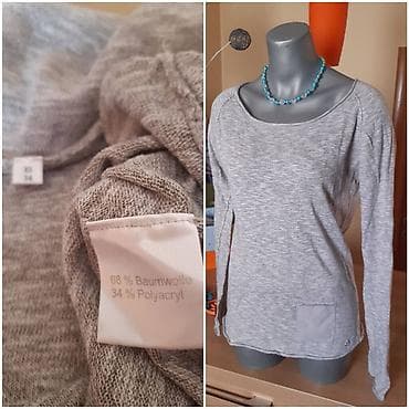 Sivi ženski džemper/bluza sa dugim rukavima, laganog pletiva. Okrugli na lalafo.rs — 1 Sivi ženski džemper/bluza sa dugim rukavima, laganog pletiva. Okrugli — 1