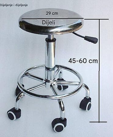 Office Furniture: Metalni radni stolac na točkiće - Sedište: metalna ploča prečnika 29 at lalafo.rs — 4 Office Furniture: Metalni radni stolac na točkiće - Sedište: metalna ploča prečnika 29 — 4