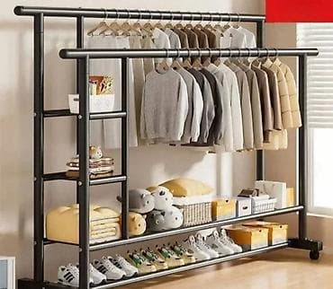 Veliki mobilni garderober/raf za odlaganje - Dvostruka šipka za na lalafo.rs — 1 Veliki mobilni garderober/raf za odlaganje - Dvostruka šipka za — 1