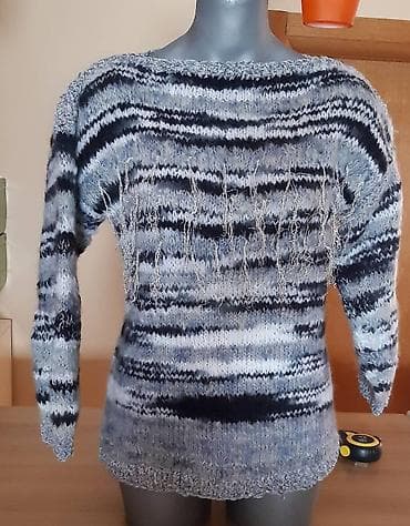 Pleten džemper sa šljokičastim detaljima - Boje: siva, crna i bela u at lalafo.rs — 1 Pleten džemper sa šljokičastim detaljima - Boje: siva, crna i bela u — 1