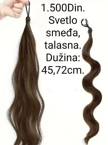 Beauty & Care: Talasasti rep na gumici – svetlo smeđa nijansa. - Dužina: 45,72 cm - at lalafo.rs — 1 Beauty & Care: Talasasti rep na gumici – svetlo smeđa nijansa. - Dužina: 45,72 cm - — 1