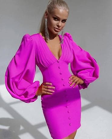 Elegantna mini haljina sa puf rukavima - Kroj: uska silueta koja na lalafo.rs — 1 Elegantna mini haljina sa puf rukavima - Kroj: uska silueta koja — 1