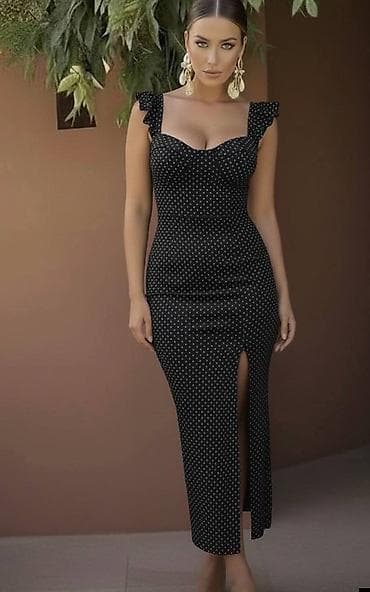 Ženska midi haljina sa sitnim tufnama - Model: uska, kroj koji prati na lalafo.rs — 2 Ženska midi haljina sa sitnim tufnama - Model: uska, kroj koji prati — 2