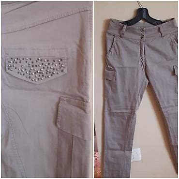 Ženske pantalone, veličina L, sivo-bež boja. Model sa višim strukom i na lalafo.rs — 3 Ženske pantalone, veličina L, sivo-bež boja. Model sa višim strukom i — 3