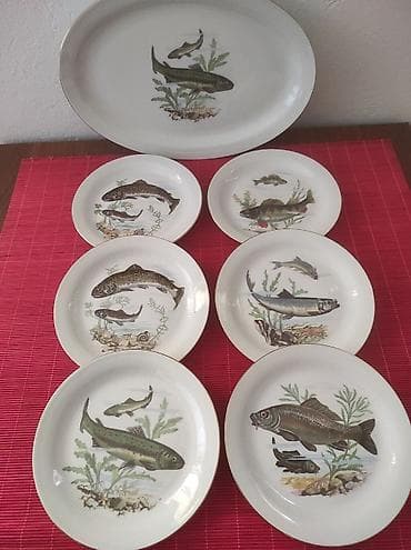 Porcelanski servis za ribu – 7 delova - 1 veliki ovalni poslužavnik na lalafo.rs — 2 Porcelanski servis za ribu – 7 delova - 1 veliki ovalni poslužavnik — 2