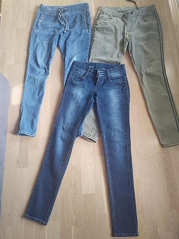 zenske broj: 3 para ženske farmerke:plave L, maslinasto zelene M i teget S, cena za at lalafo.rs — 1 zenske broj: 3 para ženske farmerke:plave L, maslinasto zelene M i teget S, cena za — 1