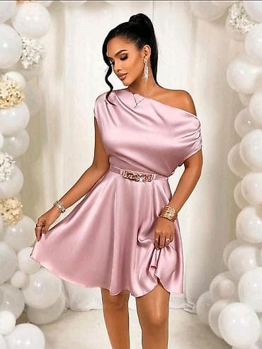 Elegantna koktel haljina od satena – puder roze - Kroj: A-linija sa na lalafo.rs Elegantna koktel haljina od satena – puder roze - Kroj: A-linija sa