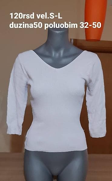 Ženska majica sa 3/4 rukavima u beloj boji. - Materijal: rebrasti na lalafo.rs — 1 Ženska majica sa 3/4 rukavima u beloj boji. - Materijal: rebrasti — 1