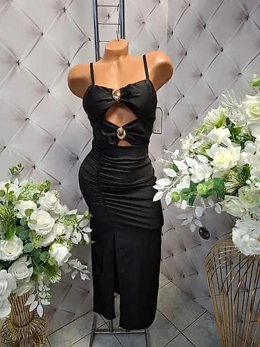 Elegantna midi haljina sa naramenicama i ukrasnim kamenjem - Model na lalafo.rs — 1 Elegantna midi haljina sa naramenicama i ukrasnim kamenjem - Model — 1