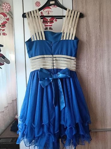 Elegantna ženska koktel haljina u kombinaciji plave i zlatne boje na lalafo.rs — 2 Elegantna ženska koktel haljina u kombinaciji plave i zlatne boje — 2