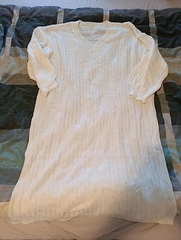 Pletena duga haljina/tunika, bela boja. - Materijal: mekana rebrasta na lalafo.rs Pletena duga haljina/tunika, bela boja. - Materijal: mekana rebrasta