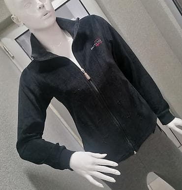 Women's Sweatshirts: Ženska dukserica sa rajsferšlusom u crnoj boji, izrađena od mekog at lalafo.rs — 3 Women's Sweatshirts: Ženska dukserica sa rajsferšlusom u crnoj boji, izrađena od mekog — 3