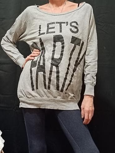sweatshirt h: Ženska duks-tunika sa natpisom “LET’S PARTY” - Boja: siva melanž - at lalafo.rs — 1 sweatshirt h: Ženska duks-tunika sa natpisom “LET’S PARTY” - Boja: siva melanž - — 1