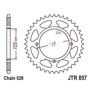 Zadnji lančanik za motocikle – JTR 857 - Tip lanca: 520 - Prečnik na lalafo.rs Zadnji lančanik za motocikle – JTR 857 - Tip lanca: 520 - Prečnik