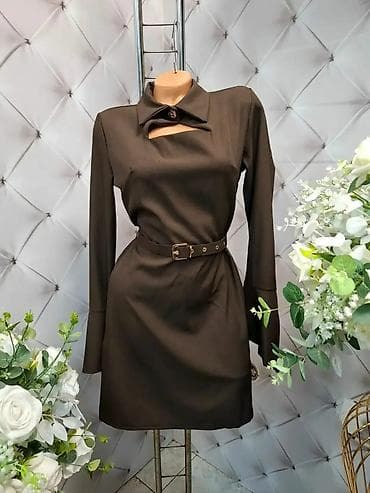 Elegantna mini haljina s dugim rukavima i kaišem - Kroj: struk na lalafo.rs — 2 Elegantna mini haljina s dugim rukavima i kaišem - Kroj: struk — 2