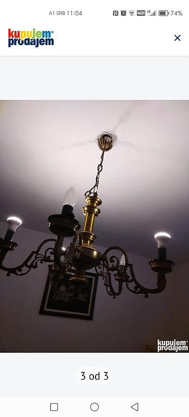 Izuezetan stilski mesingani luster. Poseduje šest krakova, odnosno na lalafo.rs Izuezetan stilski mesingani luster. Poseduje šest krakova, odnosno