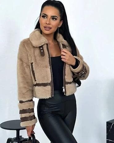 Ženska kratka jakna od veštačkog krzna u bež nijansi sa kontrastnim at lalafo.rs — 1 Ženska kratka jakna od veštačkog krzna u bež nijansi sa kontrastnim — 1