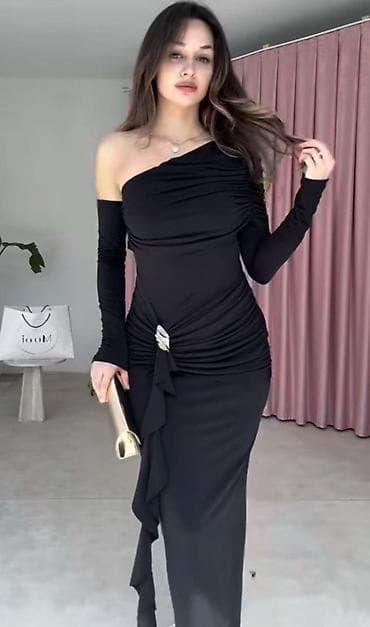 💫Elegantna asimetrična večernja haljina – dugi rukavi, jedno rame na lalafo.rs — 4 💫Elegantna asimetrična večernja haljina – dugi rukavi, jedno rame — 4