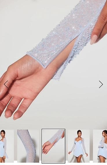 Ledeno plava mini haljina sa šljokičastim rukavima - Kroj: mini na lalafo.rs — 3 Ledeno plava mini haljina sa šljokičastim rukavima - Kroj: mini — 3