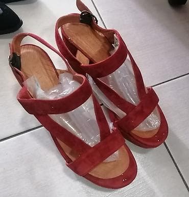 Crvene ženske sandale na punu petu (wedges) - Materijal: gornjište od at lalafo.rs — 6 Crvene ženske sandale na punu petu (wedges) - Materijal: gornjište od — 6