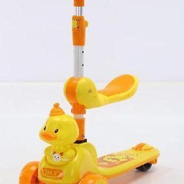 Kids' Sports Toys: Dečiji trotinet 2-u-1 sa patkicom – žuti/oranž motiv - at lalafo.rs — 1 Kids' Sports Toys: Dečiji trotinet 2-u-1 sa patkicom – žuti/oranž motiv - — 1
