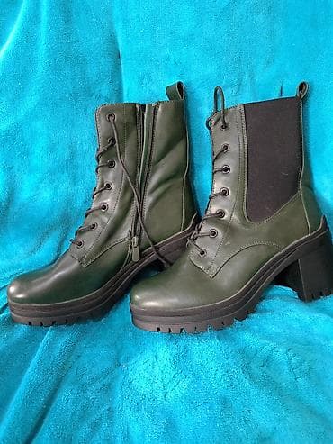 Ženske zelene kožne čizme na pertlanje - Model: gležnjače sa debljim na lalafo.rs — 2 Ženske zelene kožne čizme na pertlanje - Model: gležnjače sa debljim — 2