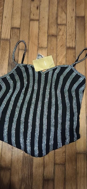 Top na bretele “P‑Luxury Needle Stripes” - Boja: crna sa srebrnim na lalafo.rs — 1 Top na bretele “P‑Luxury Needle Stripes” - Boja: crna sa srebrnim — 1