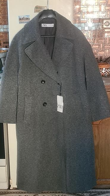 ZARA ženski kaput, sivi melanž, dužine ispod kolena. Model sa širokim na lalafo.rs — 2 ZARA ženski kaput, sivi melanž, dužine ispod kolena. Model sa širokim — 2