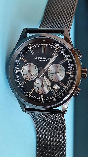 Akribos XXIV muški hronograf sat - Kućište u crnoj boji sa poliranim na lalafo.rs — 3 Akribos XXIV muški hronograf sat - Kućište u crnoj boji sa poliranim — 3